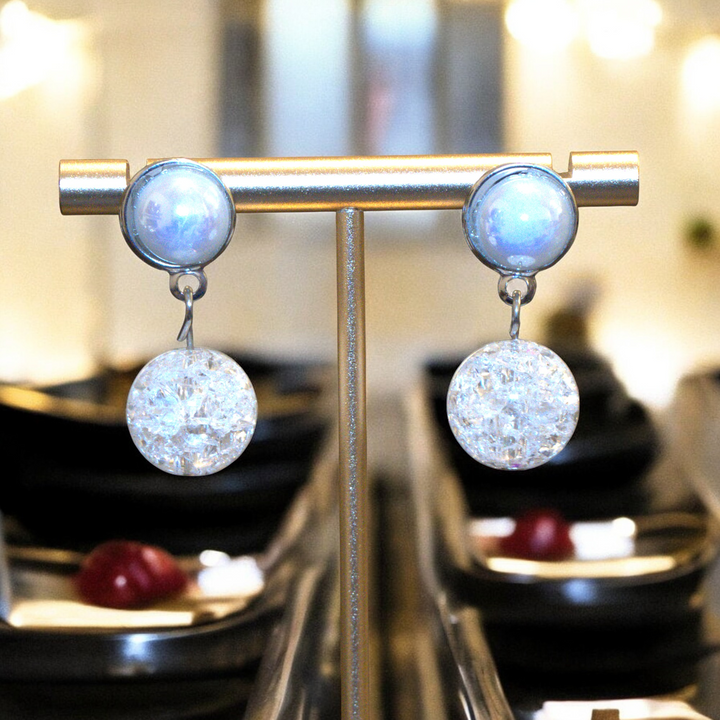 Fancy Kammal Design White Ball Pearl Studded Drop Earrings