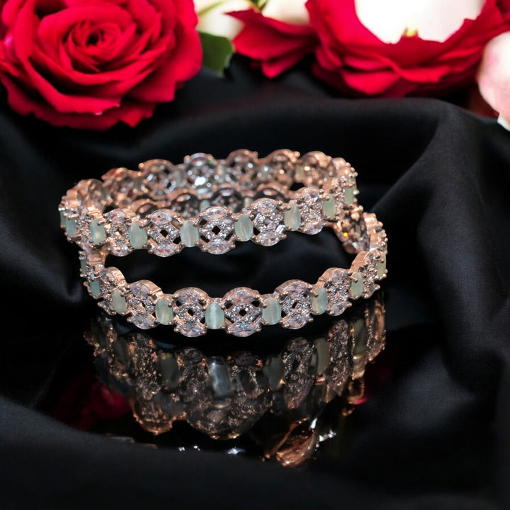Rhodium CZ AD Bangles Size 2.2