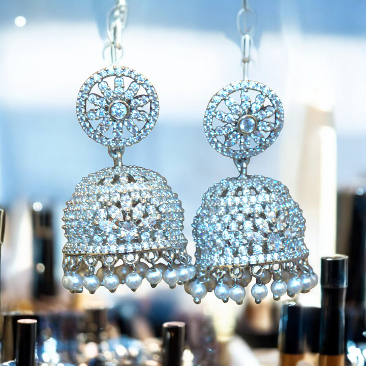 Fancy Brass Rhodium Pearls CZ Kammal Jimky