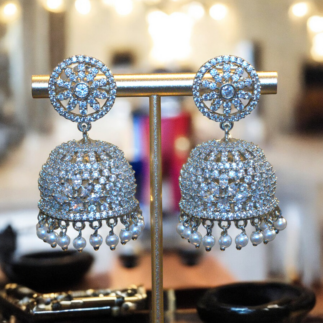 Fancy Brass Rhodium Pearls CZ Kammal Jimky