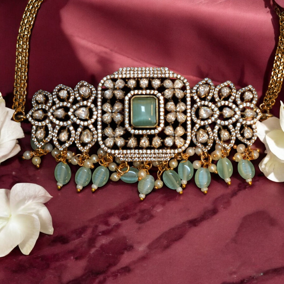 Matt Victorian Royal Floral High Neck Choker