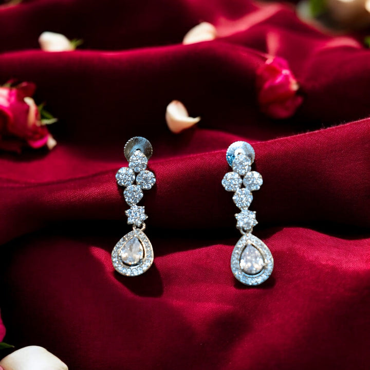 CZ Locket Rhodium Necklace Set