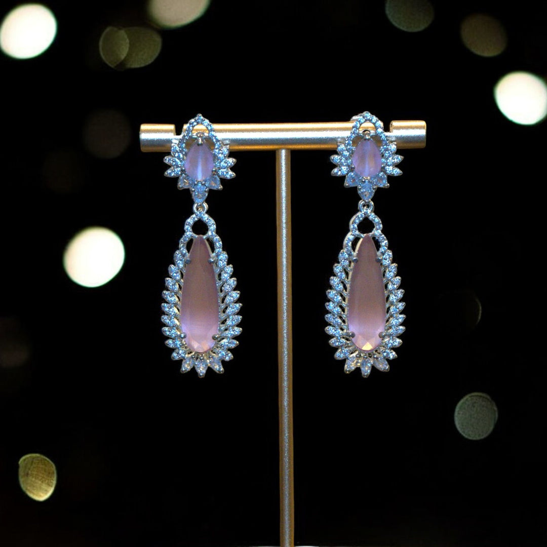 Rhodium AD Pink Stone Kammal Jimky