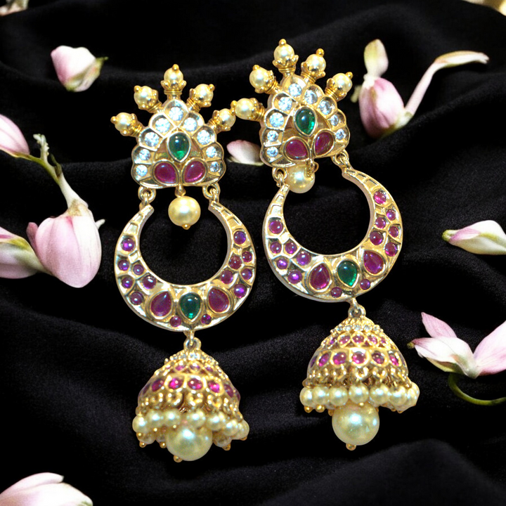 Micron Photo Stone Kundan Chandh Bali Butta Type Kammal Jimky