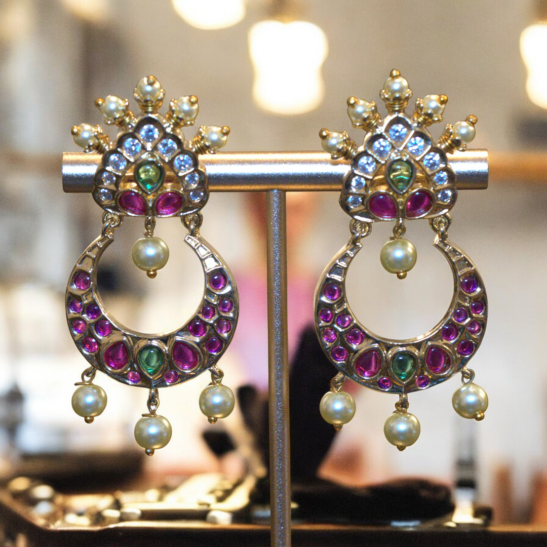 Micron Photo Stone Kundan Chandh Bali Type Kammal Jimky