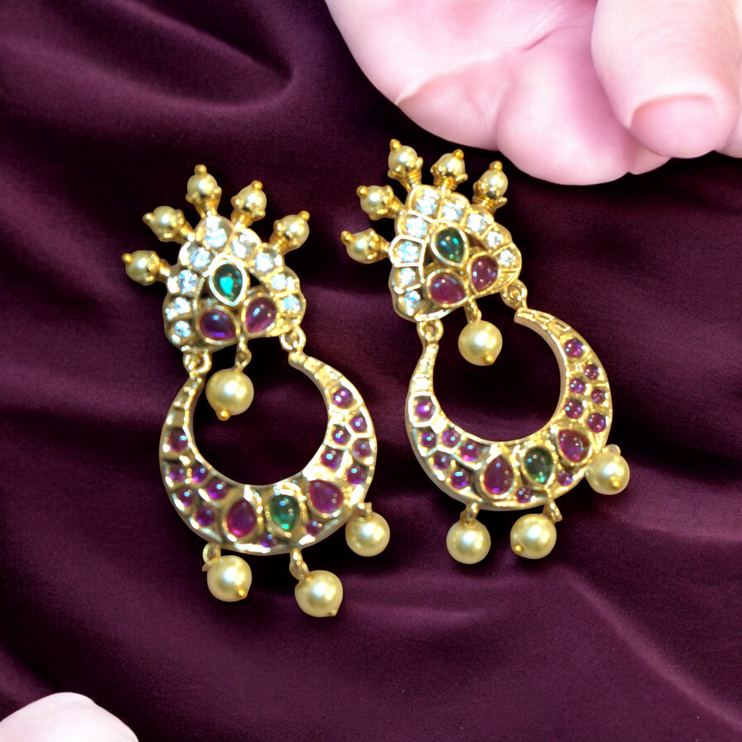 Micron Photo Stone Kundan Chandh Bali Type Kammal Jimky