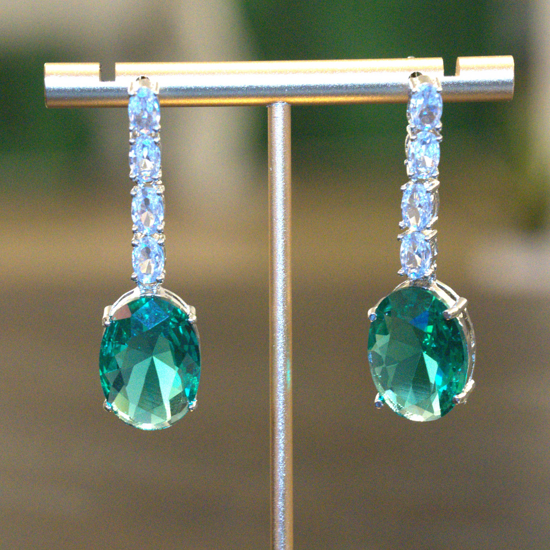 Rhodium AD Greenstone Pendant Necklace