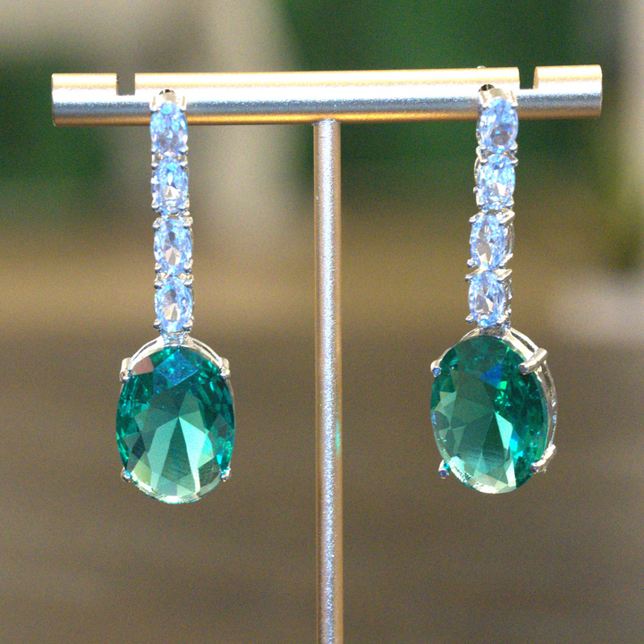 Rhodium AD Greenstone Pendant Necklace