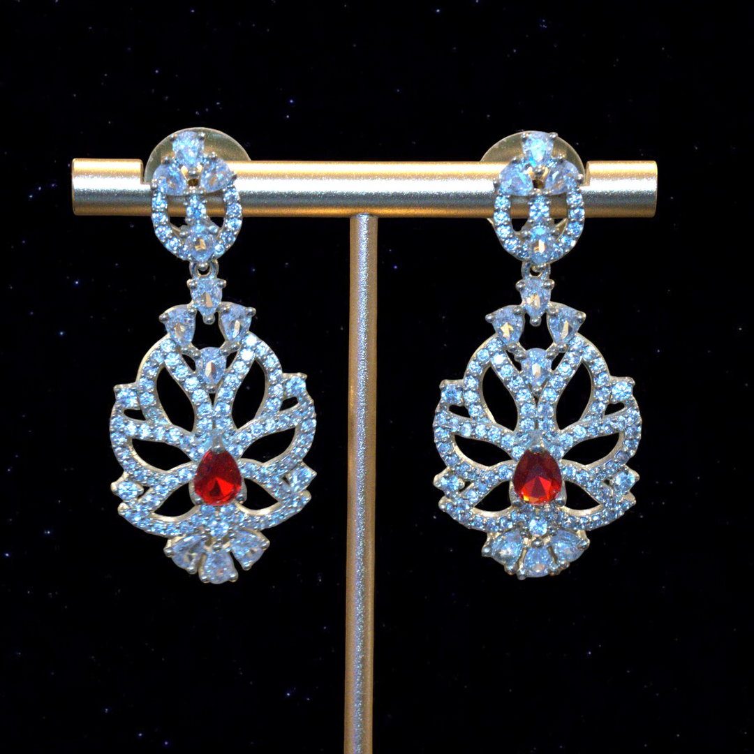 Rhodium CZ AD Multicolor Stones Necklace Set