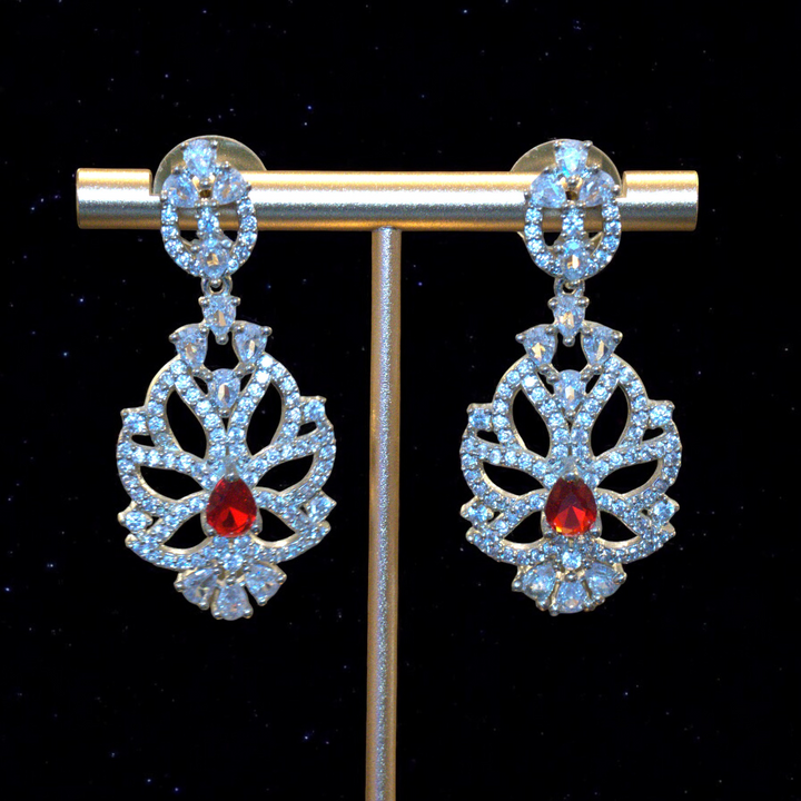 Rhodium CZ AD Multicolor Stones Necklace Set