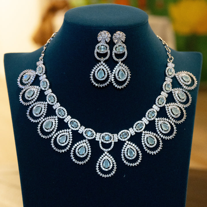 Rhodium CZ AD Necklace Set