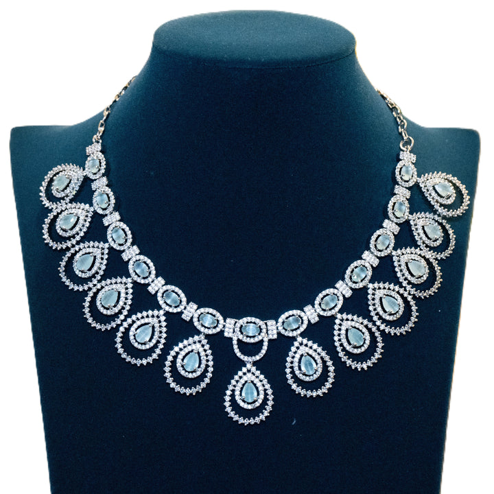 Rhodium CZ AD Necklace Set