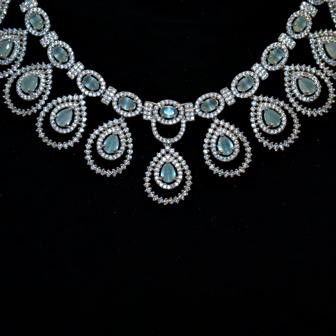 Rhodium CZ AD Necklace Set