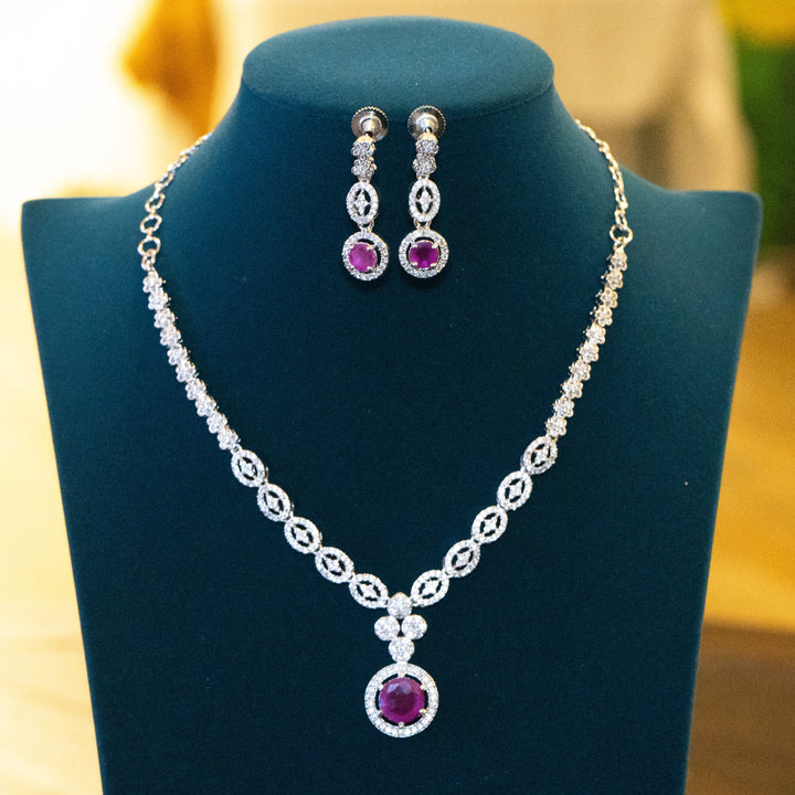 Rhodium CZ AD Locket Necklace