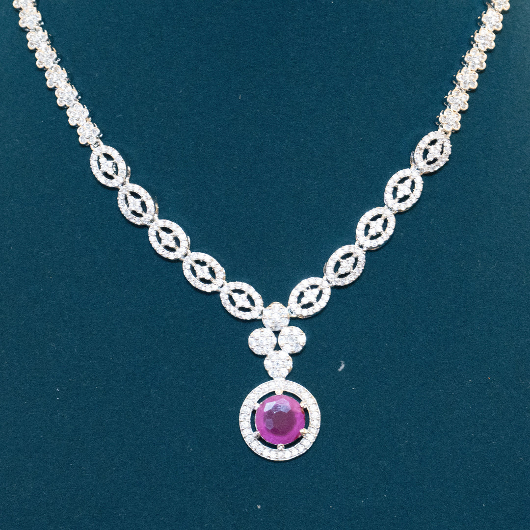 Rhodium CZ AD Locket Necklace