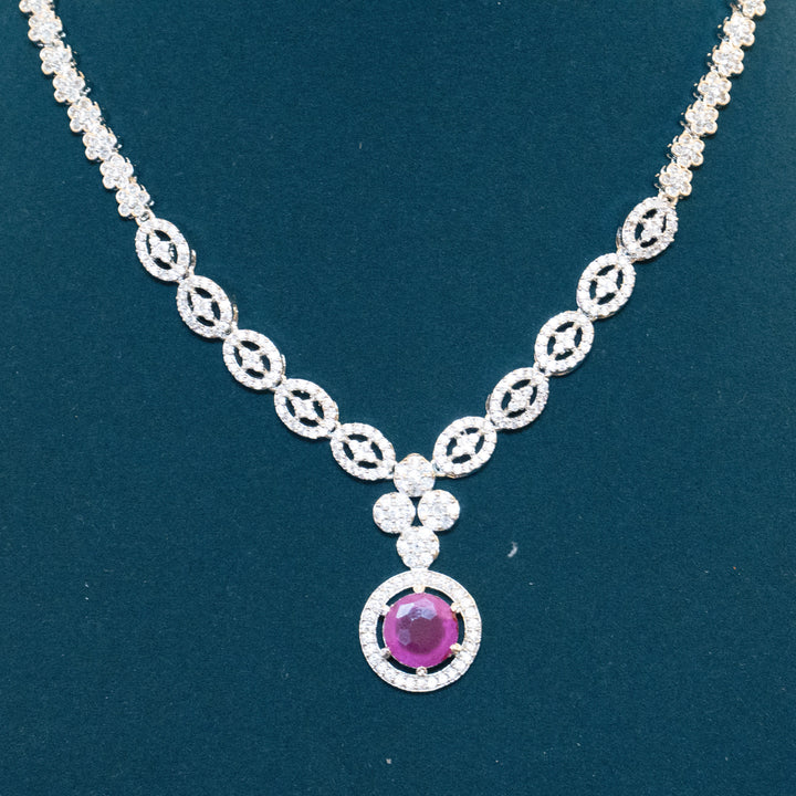 Rhodium CZ AD Locket Necklace
