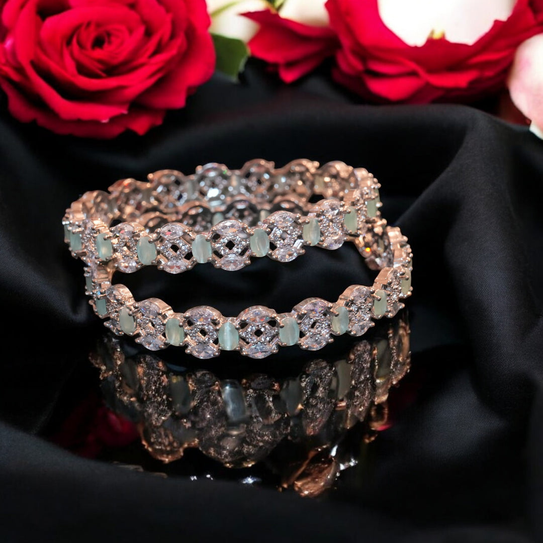 Rhodium CZ AD Bangles Size 2.2