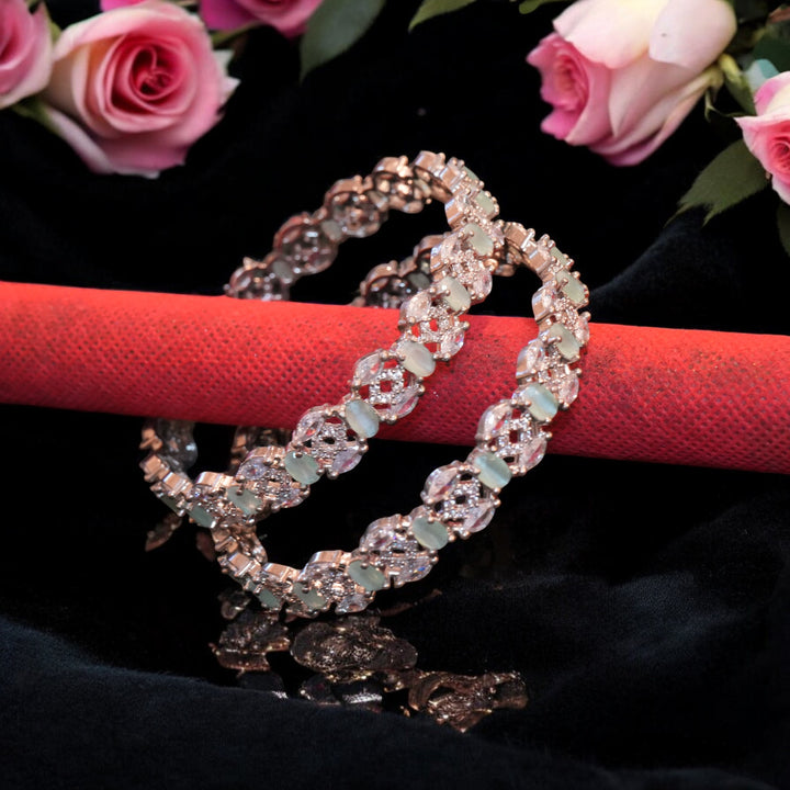 Rhodium CZ AD Bangles Size 2.2