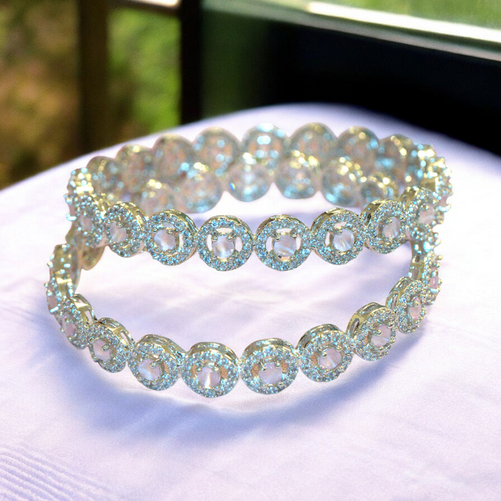 Rhodium CZ AD Bangles Size 2.10