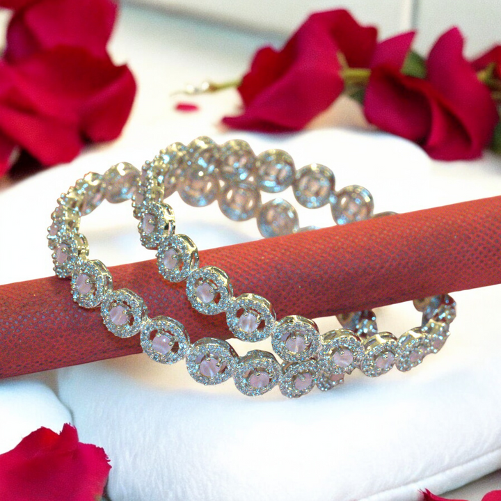 Rhodium CZ AD Bangles Size 2.10
