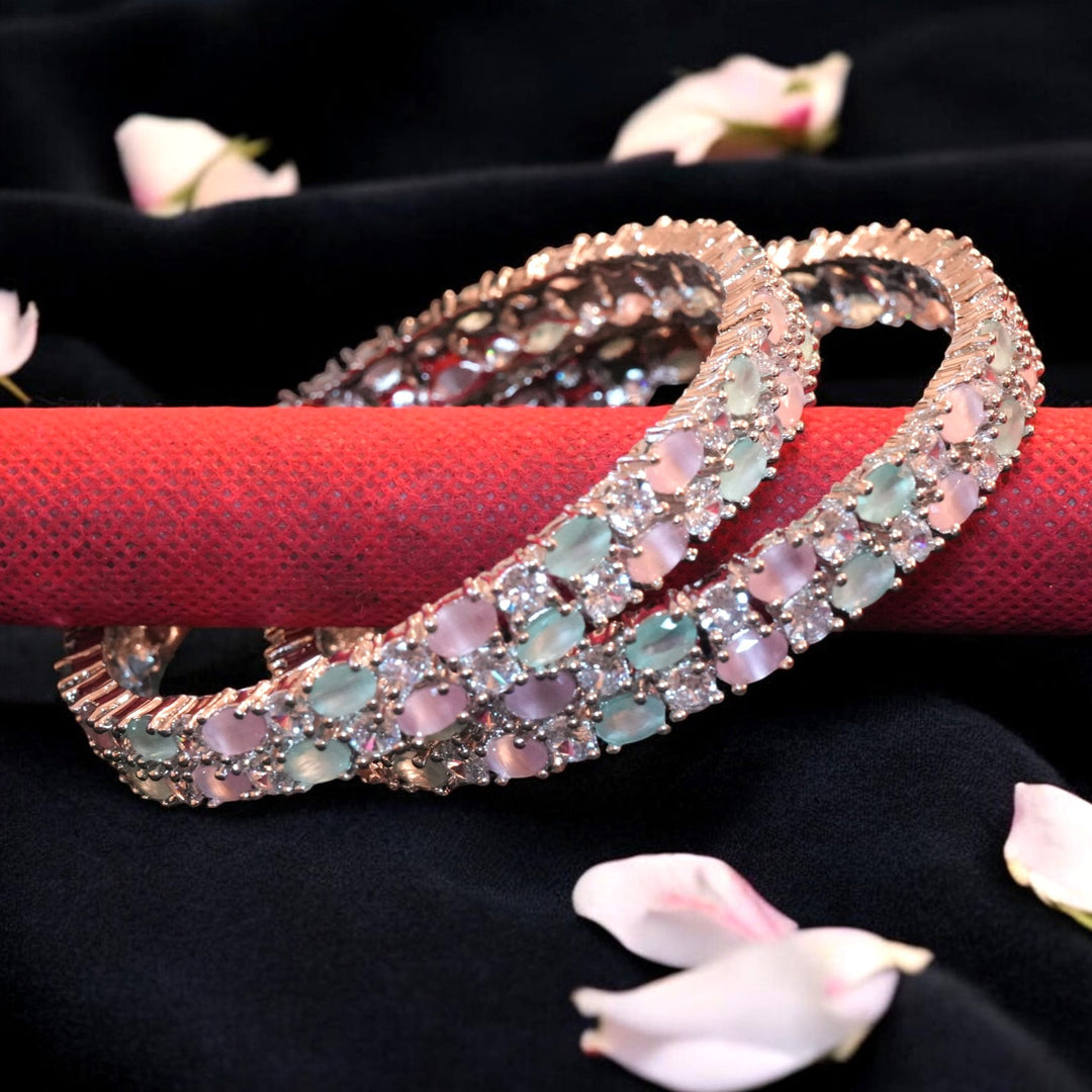 Rhodium CZ AD Bangles Size 2.8
