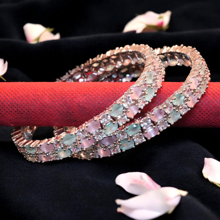Rhodium CZ AD Bangles Size 2.8