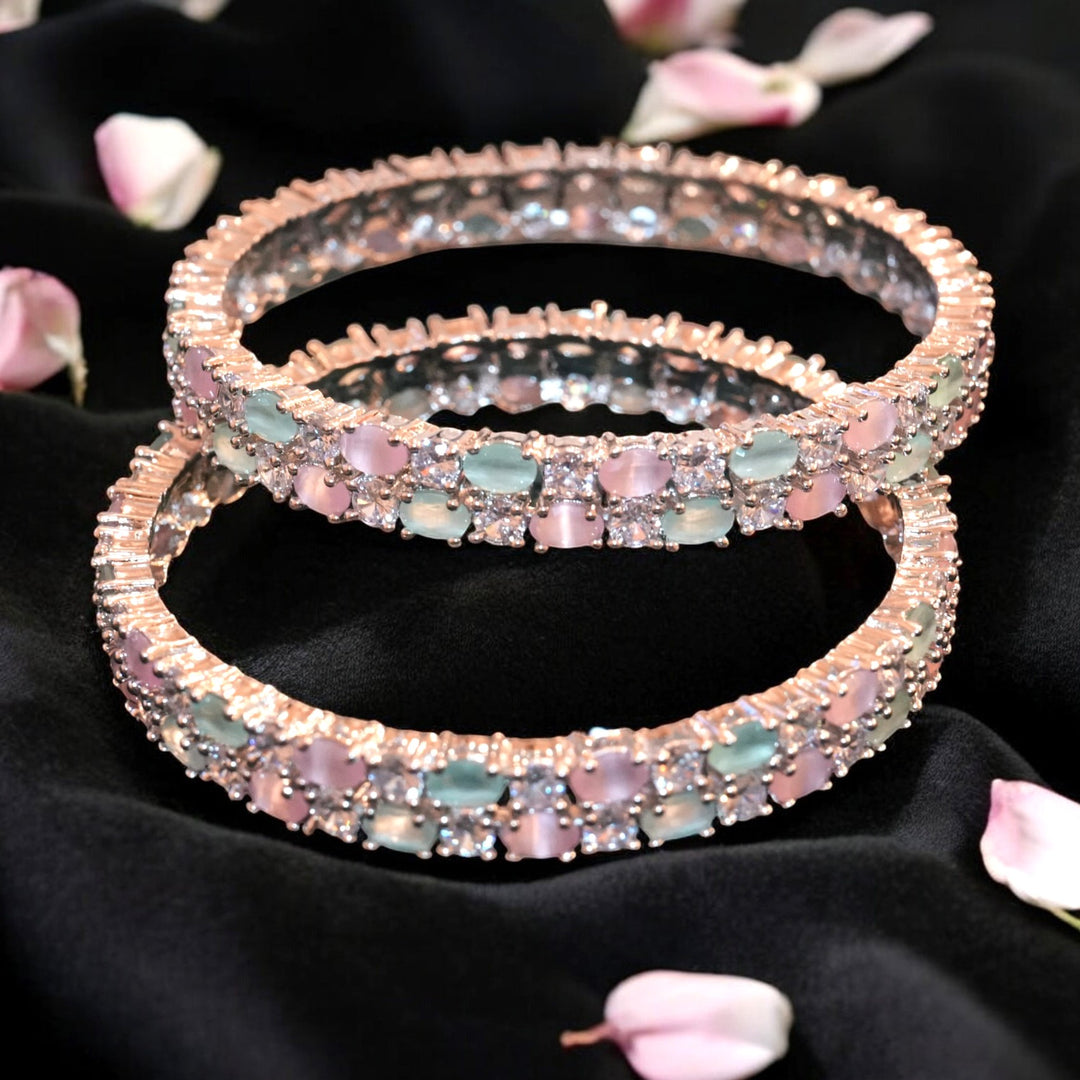 Rhodium CZ AD Bangles Size 2.8