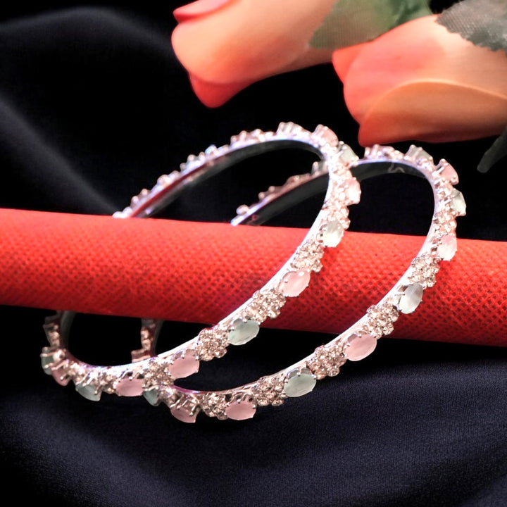 Rhodium CZ AD Bangles Size 2.8