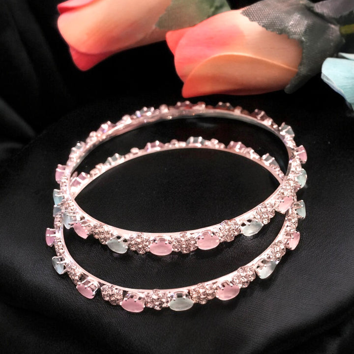 Rhodium CZ AD Bangles Size 2.8