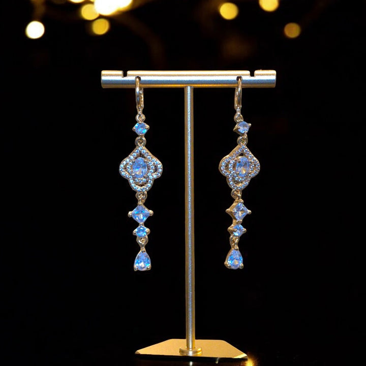 Micron Stylish AD CZ Drop Earrings White Stone Kammal Jimky