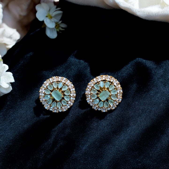 Victorian Sea Green Stud Earrings Jewelery Set